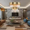 2-layers Gold Crystal LED Chandelier Lighting Villas Large Living Dining Room Chandeliers Modern Home Staircase Decor Pendant Lamps Lights