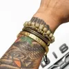 4PCSSet Gold Hip Hop Hand Made Bead Armband Men Copper Pave CZ Zircon Crown Roman sifferarmband Bangles Jewelry5101497