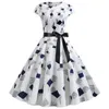 Robe Pin Up Vintage Femme 2020の夏のドレス女性半袖Oネック50S 60Sパーティーロカビリーオフィスドレスプラスサイズシック