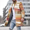 معاطف السترة الطويلة للرجال Overcoat 4XL الخريف والشتاء قوس قزح طباعة الرجال الدفء بالإضافة إلى حجم الملابس الخارجية دافئة