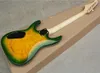 Gülağacı TUŞE ile Fabrika Doğrudan Satış Yeşil Elektro Gitar, Beyaz, Dizeler-sokmak-beden, bulutlar Maple Veneer, Altın Donanimlarinin Bağlama