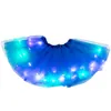 Dames Meisjes Neon LED Dans Tutu Rok Geplooide Gelaagde Tule Licht Up Korte Jurk19232912