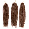 Lanzhi 16 polegada paixão cabelo ombre loira onda de água 80gpc trança boêmia crochê trança extensões de cabelo sintético lz06q6944988