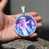 Nieuwe Oversize Grote Ronde Aangepaste Foto Hanger Ketting Persoonlijkheid Heren Hip Hop Sieraden Overdrijving Rap Stijl Kubieke Zirconi248y