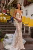 Платья Berta, сексуальное свадебное платье с иллюзией шеи и кружевом с аппликацией и скользящим шлейфом, халаты De Mari e