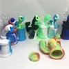 Mini Silicone Dab Rig Vatten Bongs Rör 3,85 tum Bubbler Camo Oljeplattformar Avtagbar Percolator Hookah Unbreakable Silikon med glasskål