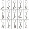 English Letters Keychain 26 A Z Crystal Letter keyring Key Rings Holders Bag Pendant keychains charm key chain Fashion Jewelry Gift NEW