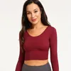 Soutien-gorge de sport Femmes Chemises à manches longues Chemises d'entraînement pour femmes Femmes Fitness Tops Entraînement Crop Top Vêtements sexy Chemises dos nu T200401