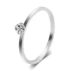 Design de luxo diamante de prata ouro anel minimalismo 1mm titânio fino dedo anéis mulheres meninas anel de casamento