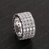 Anelli per gioielli da uomo Hip Hop Moda Placcato in oro Anello da tennis con diamante CZ pieno ghiacciato Anello da amore con zirconi cubici Bling