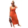 Womens long skirts sexy womens clothing hollow high waist casual solid color slim-fit suspenders strapless dress with straps