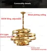 Modern Stainless Steel Gold Chandelier Circular Chandeliers Creative Tornado Atmosphere Pendant Light Luxury Dining Room Lamp Lighting