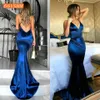 Mode Royal Blue Women Lange Avondjurk Sexy Avondjurk Real Pos V-hals Slim Fit Mermaid Formal Party Jurken Prom Y200930