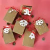 Presentförpackning 3st Snowflake Julpapperspåsar Boxar Xmas Party Candy Förpackningsbox med vit Tag Ribbon Navidad år 2021