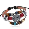 Hollow flower leather bracelet charm Adjustable multi layered bead bracelets women mens fashiono jewelry will and sandy