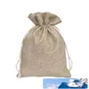 Lot de 50 sacs en toile de jute avec cordon de serrage naturel Pochettes à bijoux 10 x 15 cm