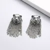 Dames Lion Head Long Stud Earring Animal Lion Head Tassel Earring Mode-sieraden Accessoires voor Gift Party