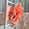 Новое поступление оптом Salmon Handmade атласный цветок с спандексией стула кресла стул Sash 100 шт. / Лот для украшения свадьбы