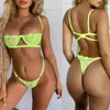 Sebowel Neon Pink Women Floral Lace Underkläder Set Sexig Hollow Out Bralette Lady Bra Top och Thong Kvinna Lace Lenceria Underkläder Y200708