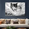 キャンバスペインティングウォールポスターとプリントリビングルーム装飾ダイニングレストランEL Home3314521のための黒い白いオオカミの壁アート写真