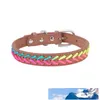 Nouveau coloré tresse en cuir pour animaux de compagnie chien chat colliers en cuir souple laisses 10 couleurs mélangées en gros fournitures pour animaux de compagnie