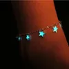 Phosphorescent étoile Anklet lumineux cheville Femmes jambe Bracelet Pieds nus et pieds sandales chaîne plage Bijoux