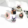 Black Cat Jiji ENAMEL PINS 7Styles Cat Cartoon Movie Kiki Brosches Animal Jewelry Brosches Lapel Pin For Friends Gifts1809396