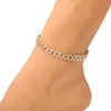 Fashion Womens Anklets Bracelet Iced Out Cuban Link Chain Bracelets Gold Silver Pink Diamond Hip Hop Jewelry