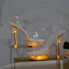 Leuchte leuchtende Schuhe Frau Luminous Clear Sandals Frauen Plattform Schuhe LED 13 cm High Heel Transparent Stripper Heels3062002