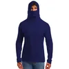 Herren T-Shirts Elastic Fitness Hood Langarm T-Shirts Männliche Maske T-Shirts Slim Fit Tops Whole Drop8522743