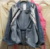 Sequined Denim Jacket Autumn Female Wear Loose Heavy Sequins Retro Pull Rope Worn Jeans Outwear