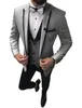 Men's Suits & Blazers Men 3 Pieces Slim Fit Casual Business Groomsmen Grey Green Ivory Lapel Tuxedos For Formal Wedding(Blazer+Pants+Vest)