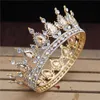 Crystal Vintage Royal Queen King Tiaras och krönar män Kvinnor Pageant Prom Diadem Ornament Bröllop hår smycken tillbehör y200723142
