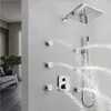 2인치 마사지 제트 십이인치 LED 광장 샤워 헤드 패널 온도 조절 욕조 샤워 키트와 욕실 은폐 된 샤워 세트