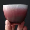 빈티지 빨간색과 흰색 개인 차 컵 일본식 가마 변수 찻잔 세라믹 단일 마스터 컵 복고풍 홈 장식