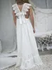 Boho Strandhochzeit Blumenmädchenkleider Elegante Spitze A-Linie Einfaches Festzug-Geburtstagsfeierkleid für kleine Mädchen V-Ausschnitt Kleinkind Kinder Kleinkind Erstkommunionkleid AL6765