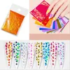 16 fogli / set Aurora Flame Nail Sticker Holographic Colorful Fire Reflections Decalcomania per unghie Fogli autoadesivi Decorazione per nail art fai da te DHL