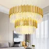 Modern crystal ceiling chandelier lighting 2 layers Ellipse gold LED chandeliers Luxury decoration lighting fixtures for home restaurant