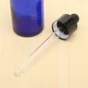 500pcs 30ml Blue Glass Bottle With Lotion Sprayer Essential Oil Spray Dropper Essence Empty Bottles With Black Plastic Cover