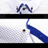 Mäns Klänning Skjortor Mens Designer Casual Slim Fit Långärmad Företagskjorta Male Dot Print Höst Formell Bomull Män Brand