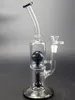 11.8Inch Glass Water Bongs Hookahs Black Number 8 Ball Perc Inline Recycler Dab Rig 14mm Joint