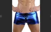 Men Erotic Sex PU Leather Strappy Boxer Lingerie Wet Shorts PVC Latex Club Patent Underwear Male Boxers284f