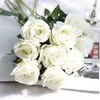 Sıcak 10pcs / lot düğün süslemeleri Gerçek dokunmatik malzeme Yapay Çiçekler Gül Buketi Ev Partisi Sahte İpek tek kök Çiçekler Çiçek