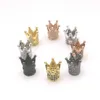 10PCS Micro-inlaid Zircon Copper Fittings Crown Real Gold Plating Color Preservation Inlaid Zircon Crown Bracelet Accessories Multicolor