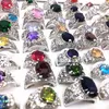 wholesale 20 pz / lotto Anelli da donna Moda argento zircone pietra strass metallo gioielli di lusso anello fedi di fidanzamento di nozze nuovo di zecca