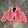Märke 2020 Luxury Real Fur Coat Winter Jacka Women Natural Pur äkta läder lokomotiv yttre streetwear tjock varm5417178