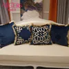 Avigers Luxury Embroidered Cushion Covers Velvet Tassels Pillow Case Home Decorative European Sofa Car Throw Pillows Blue Brown T200108