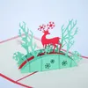 10 Stili 3D Pop Up Buon Natale Biglietti d'auguri Albero Babbo Natale Cervo Pupazzo di neve Carta regalo Forniture per feste festive