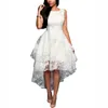 Casual Dresses Cascading Ruffle American Clothing Oversize 2021 Floral Sleeveless Off The Shoulder White Pink Black Girls Formal Dress1