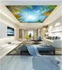 photo personalizzato soffitto murale carta da parati 3D zenit murale Bella atmosfera, splendidi rami, cielo azzurro e nuvole bianche, soffitto murale